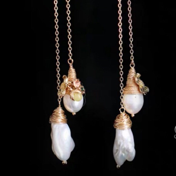 🔥Hot sale🔥Baroque pearl long drop earrings - Picture 3 of 5